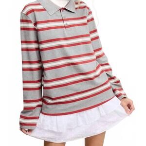 NEW MIMOSA women's the long sleeve polo top in grey